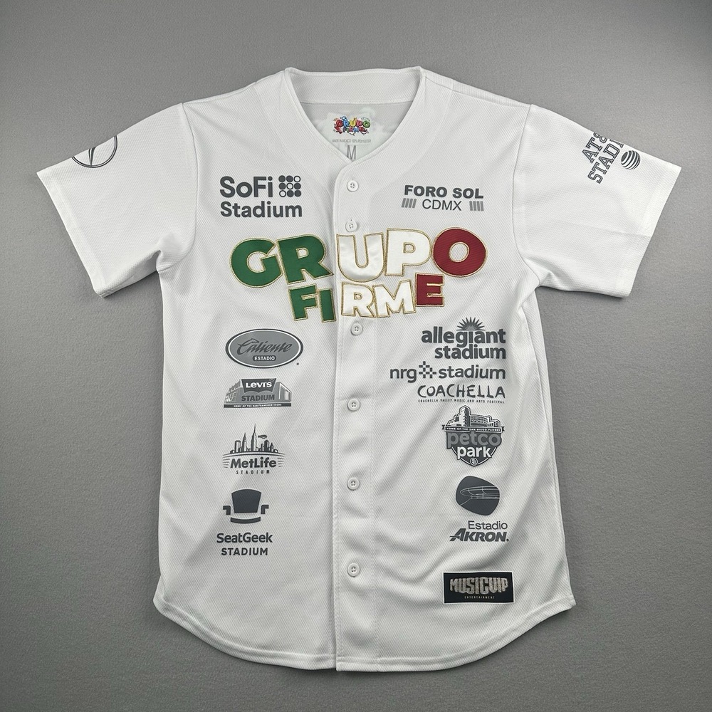 Grupo Firme Stadium Tour Baseball Style Jersey Size Medium White Mexican Band